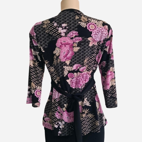 Y2K AB Studio V-neck 3/4 sleeves top Size L - Picture 2 of 3